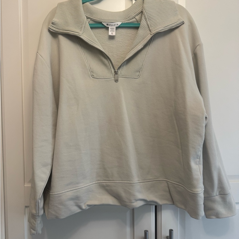 Athleta Sage Green Quarter-Zip Pullover